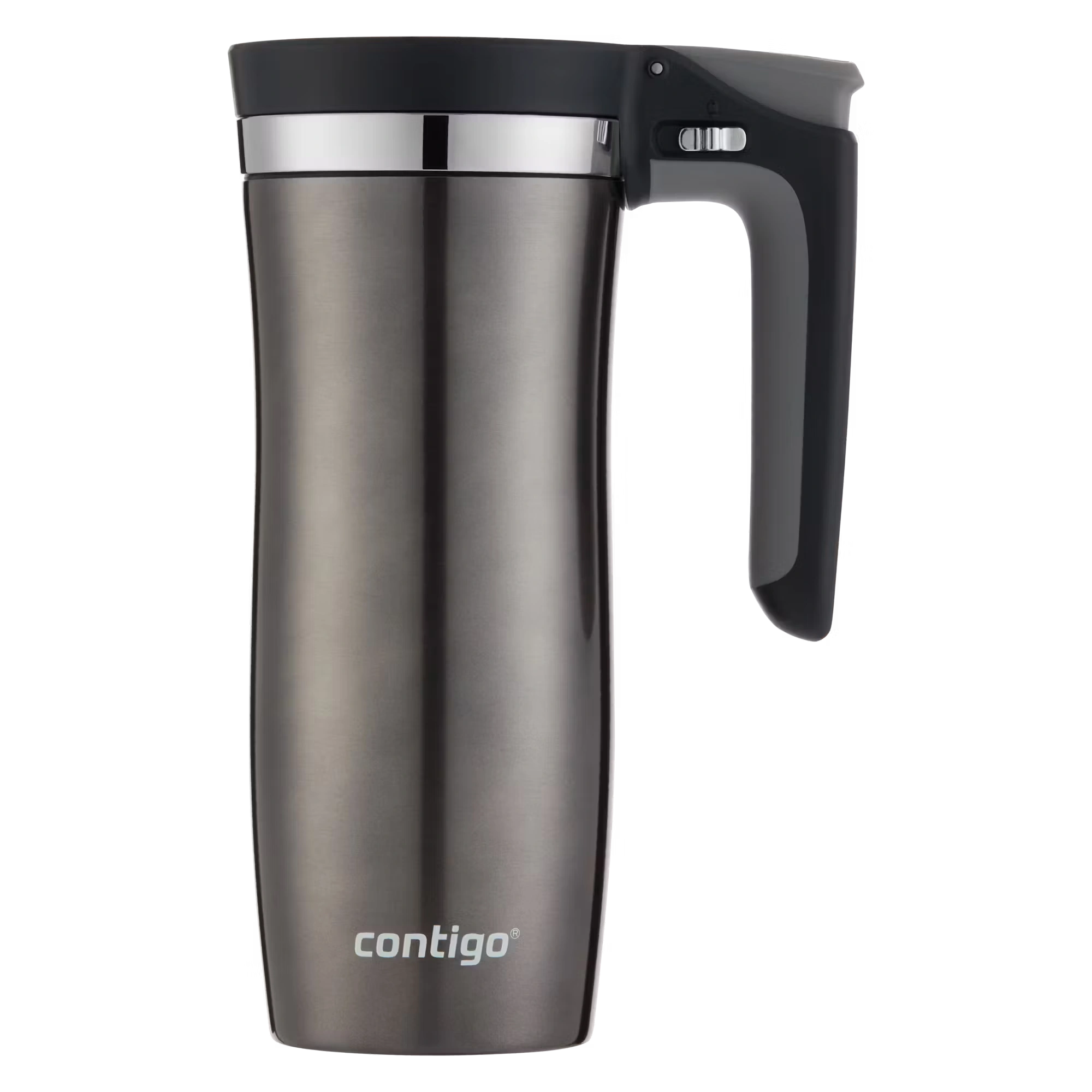 ContigoĀ® Handled AUTOSEALĀ® Stainless Steel Travel Mug with Easy-Clean Lid, 16oz Gunmetal