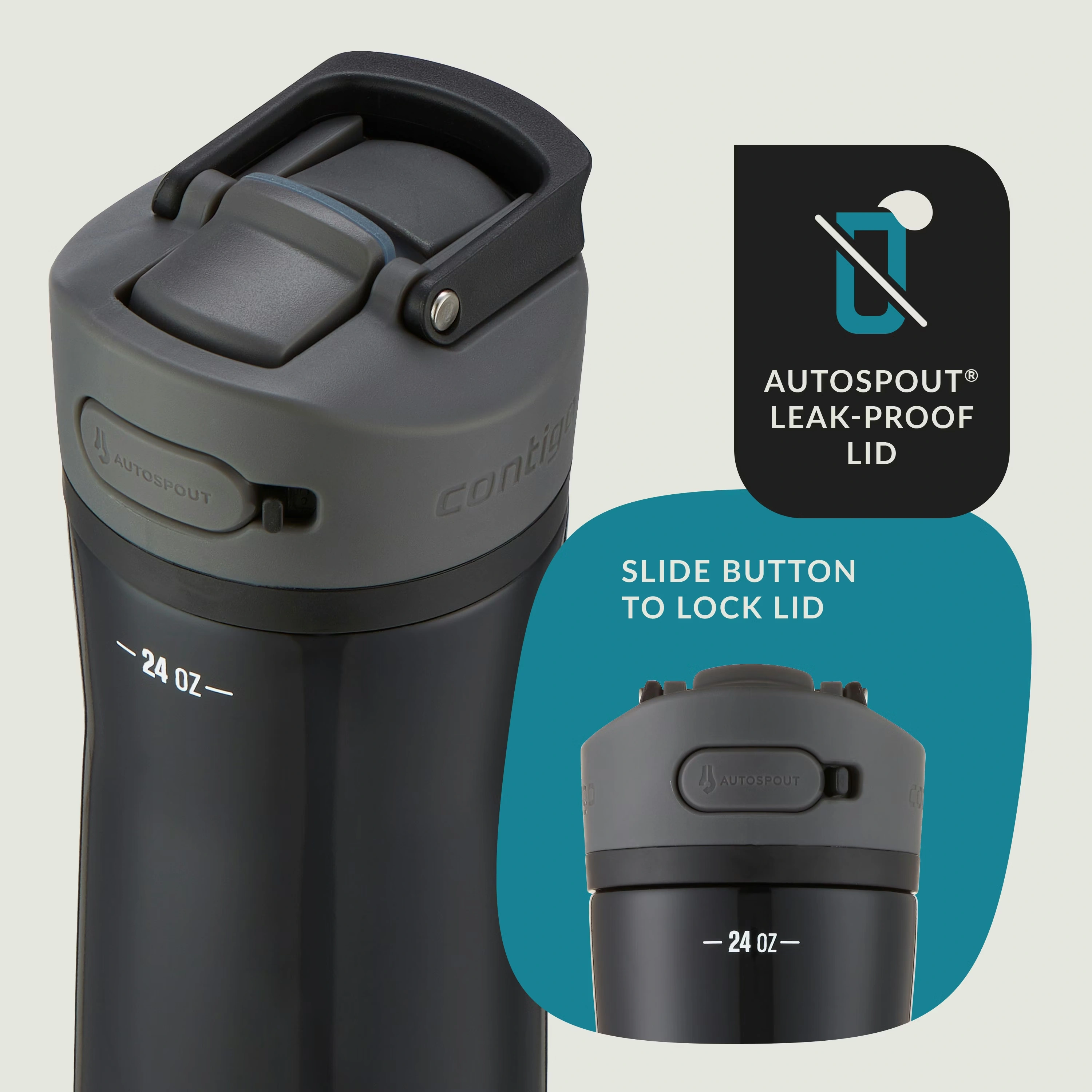 Contigo® Ashland Chill 2.0 Stainless Steel Water Bottle with AUTOSPOUT® Lid, 24oz Licorice