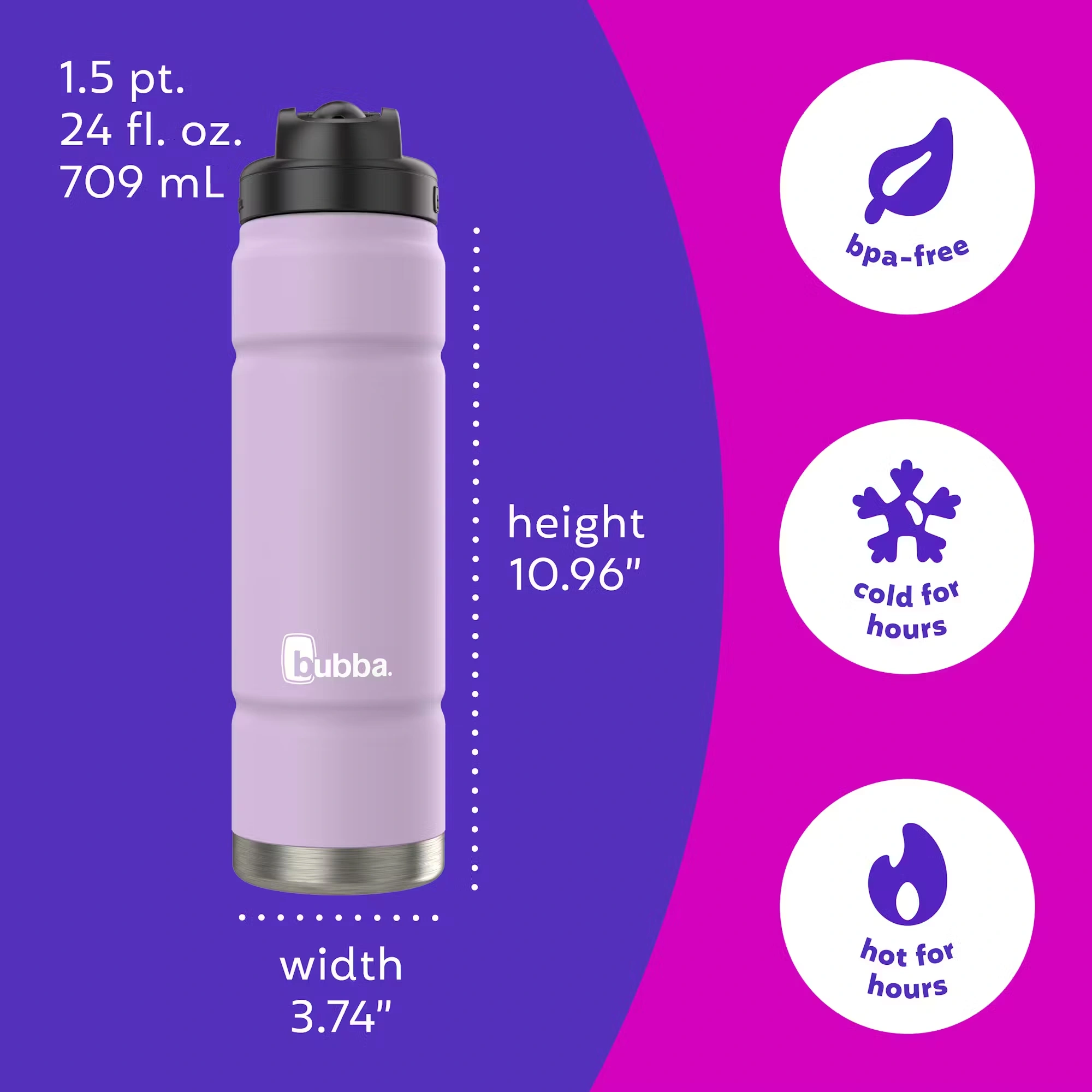 bubba Trailblazer Insulated Water Bottle with Straw Lid, 24oz