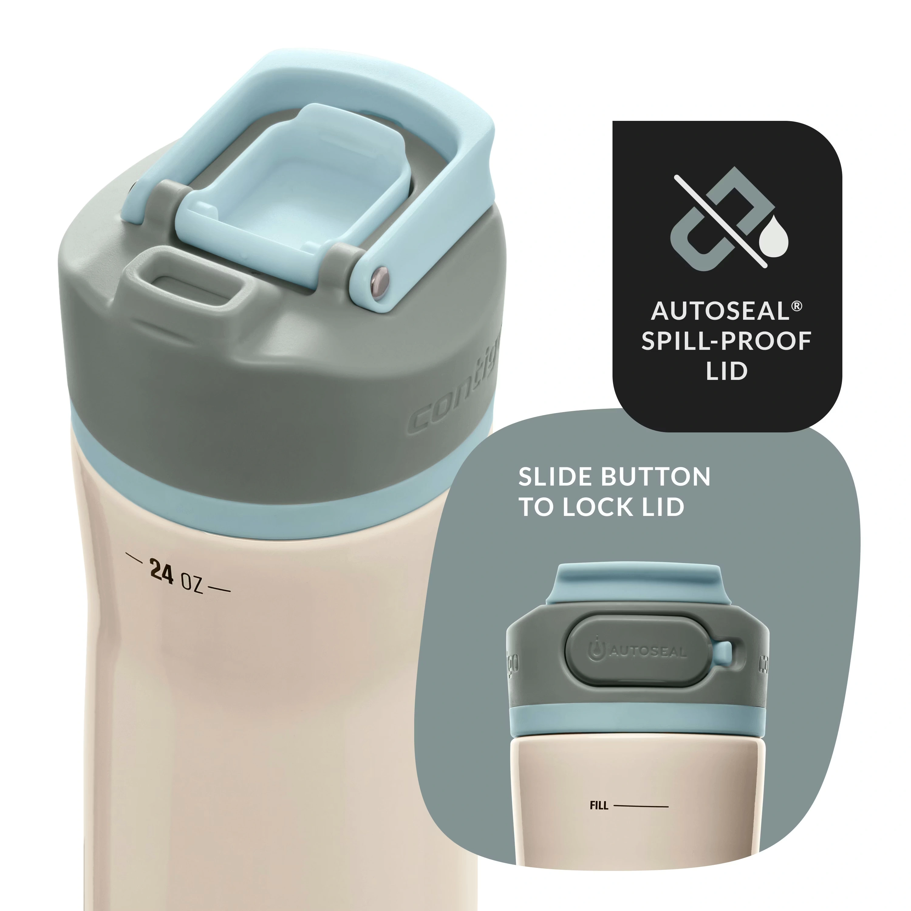 Contigo® Clybourn Chill Freeflow Filtration Stainless Steel Water Bottle with AUTOSEAL® Lid, 24oz Salt