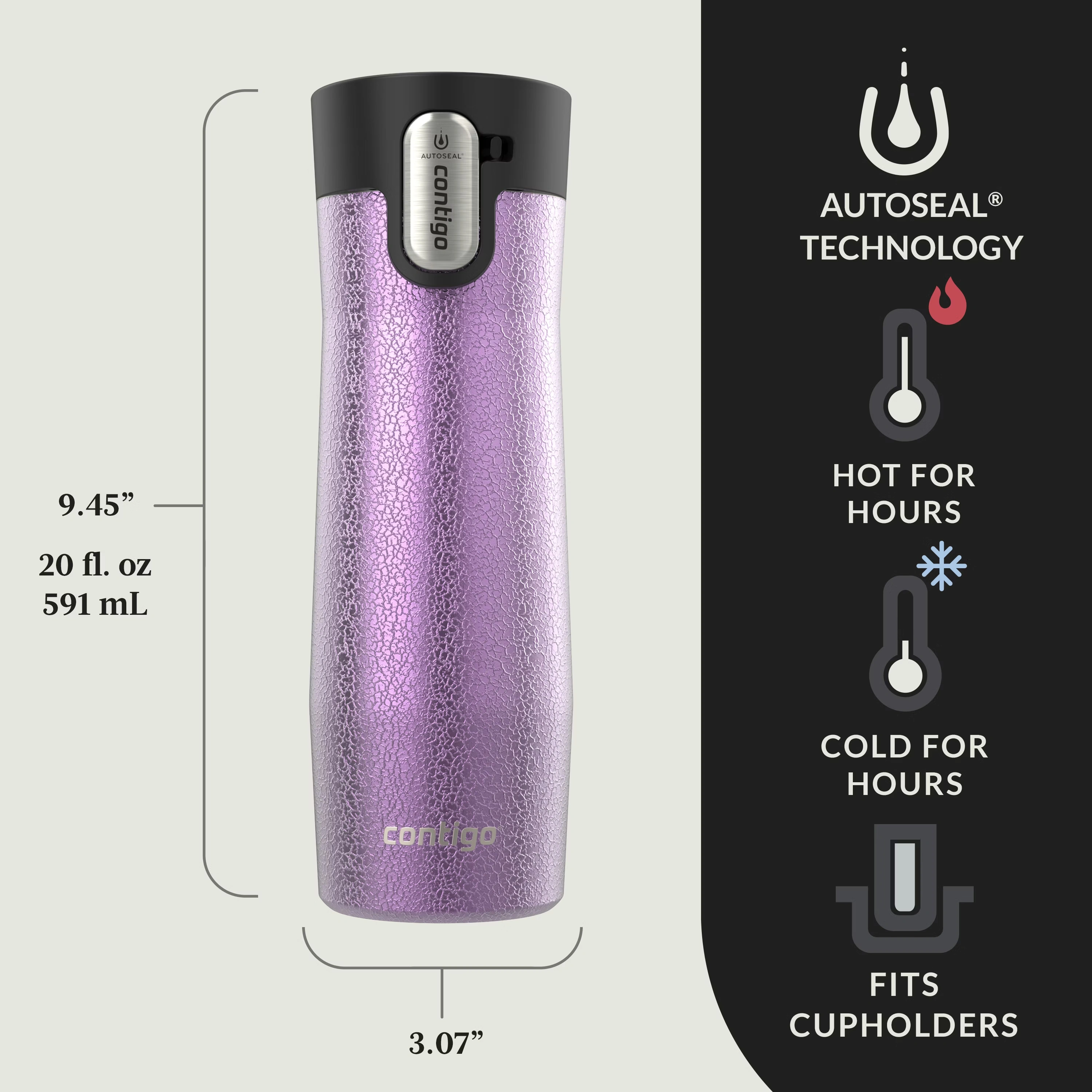 Contigo® West Loop 3.0 Stainless Steel Travel Mug with AUTOSEAL® Lid, 20oz, 2-Pack Crystal Pansy & Crystal Juniper