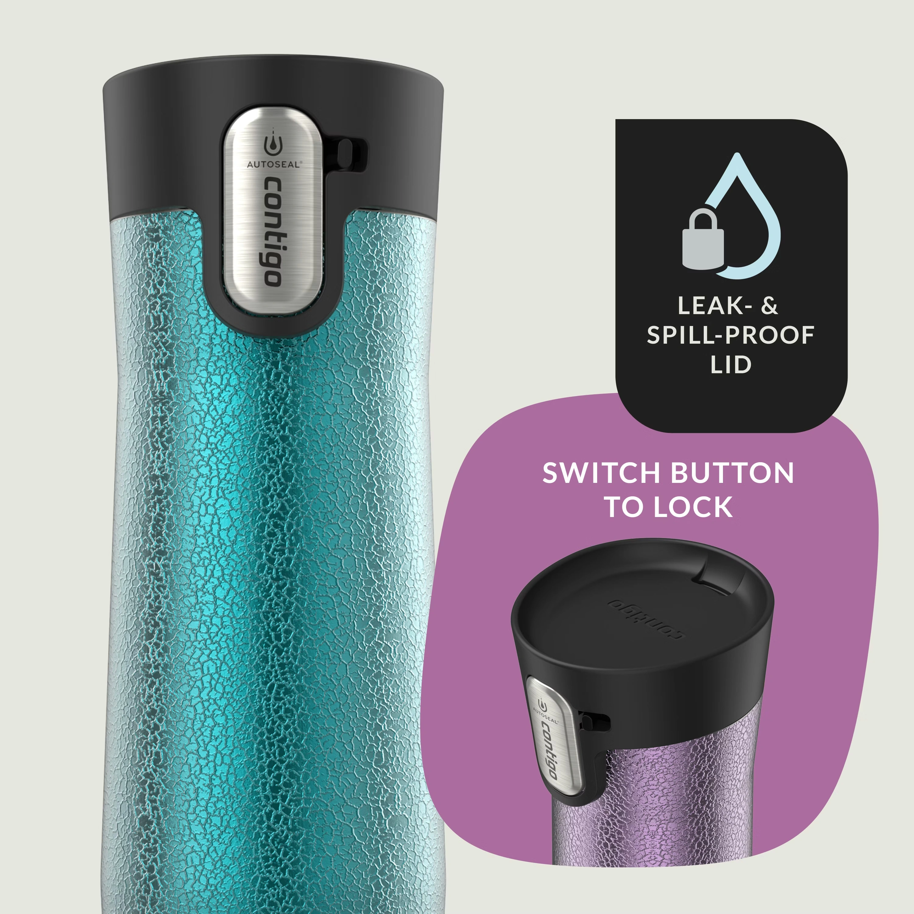 Contigo® West Loop 3.0 Stainless Steel Travel Mug with AUTOSEAL® Lid, 20oz, 2-Pack Crystal Pansy & Crystal Juniper