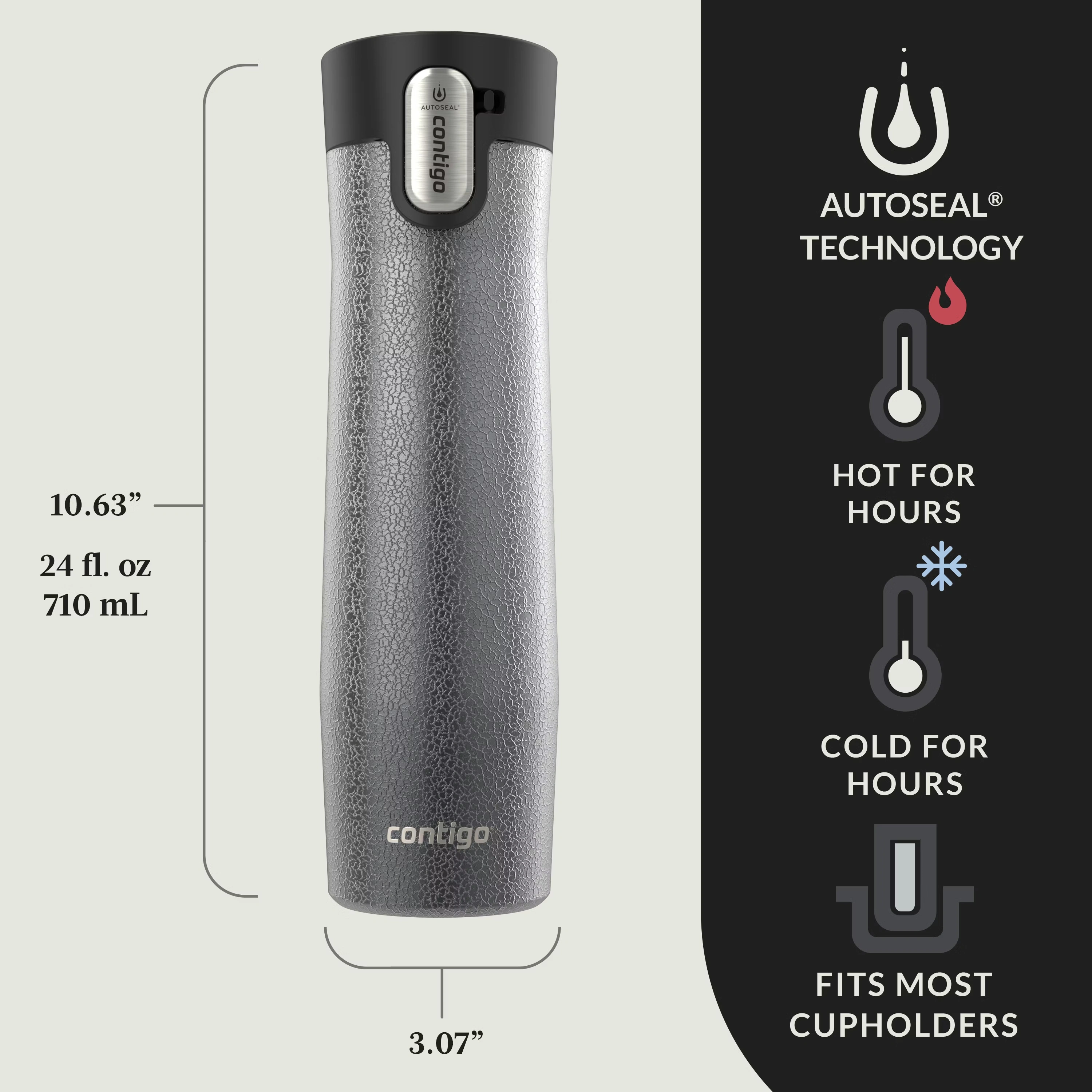 Contigo® West Loop 3.0 Stainless Steel Travel Mug with AUTOSEAL® Lid, 24oz Crystal Sake 4 Contigo® West Loop 3.0 Stainless Steel Travel Mug with AUTOSEAL® Lid, 24oz Crystal Sake