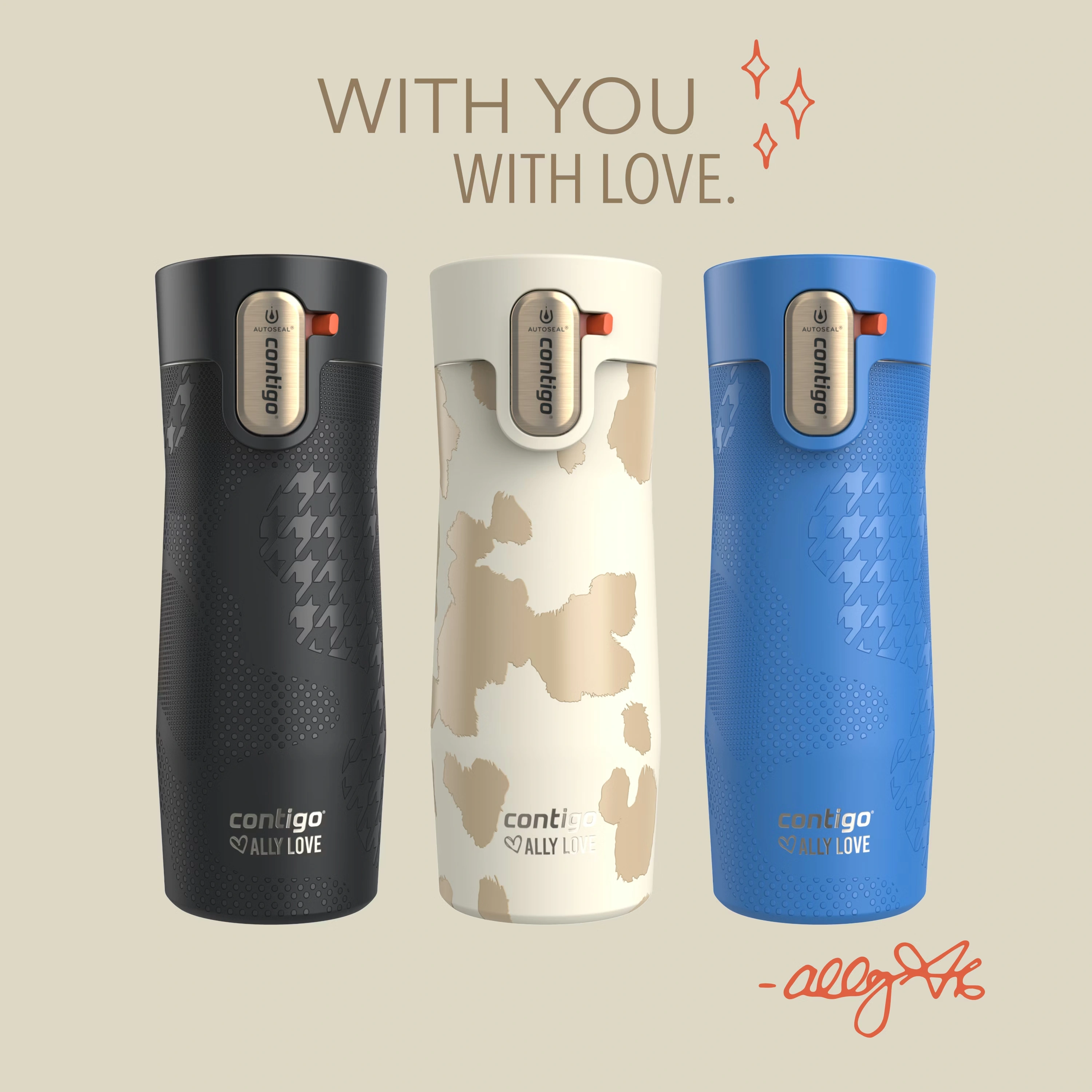 Contigo® x Ally Love West Loop 3.0 Stainless Steel Travel Mug with AUTOSEAL® Easy-Clean Lid, 16oz Oatmilk