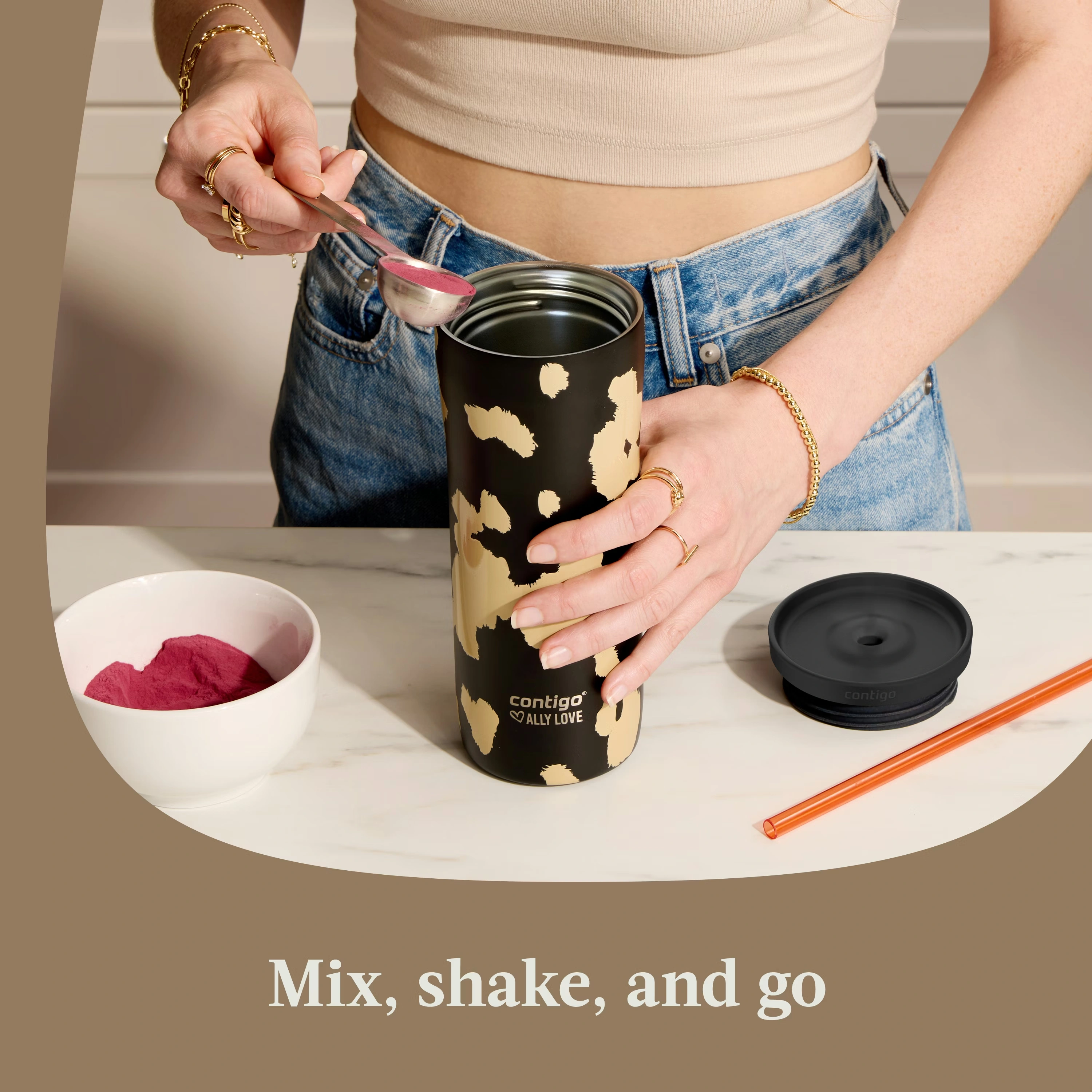 Contigo® x Ally Love Streeterville 2.0 Stainless Steel Tumbler with Straw, 24oz Licorice