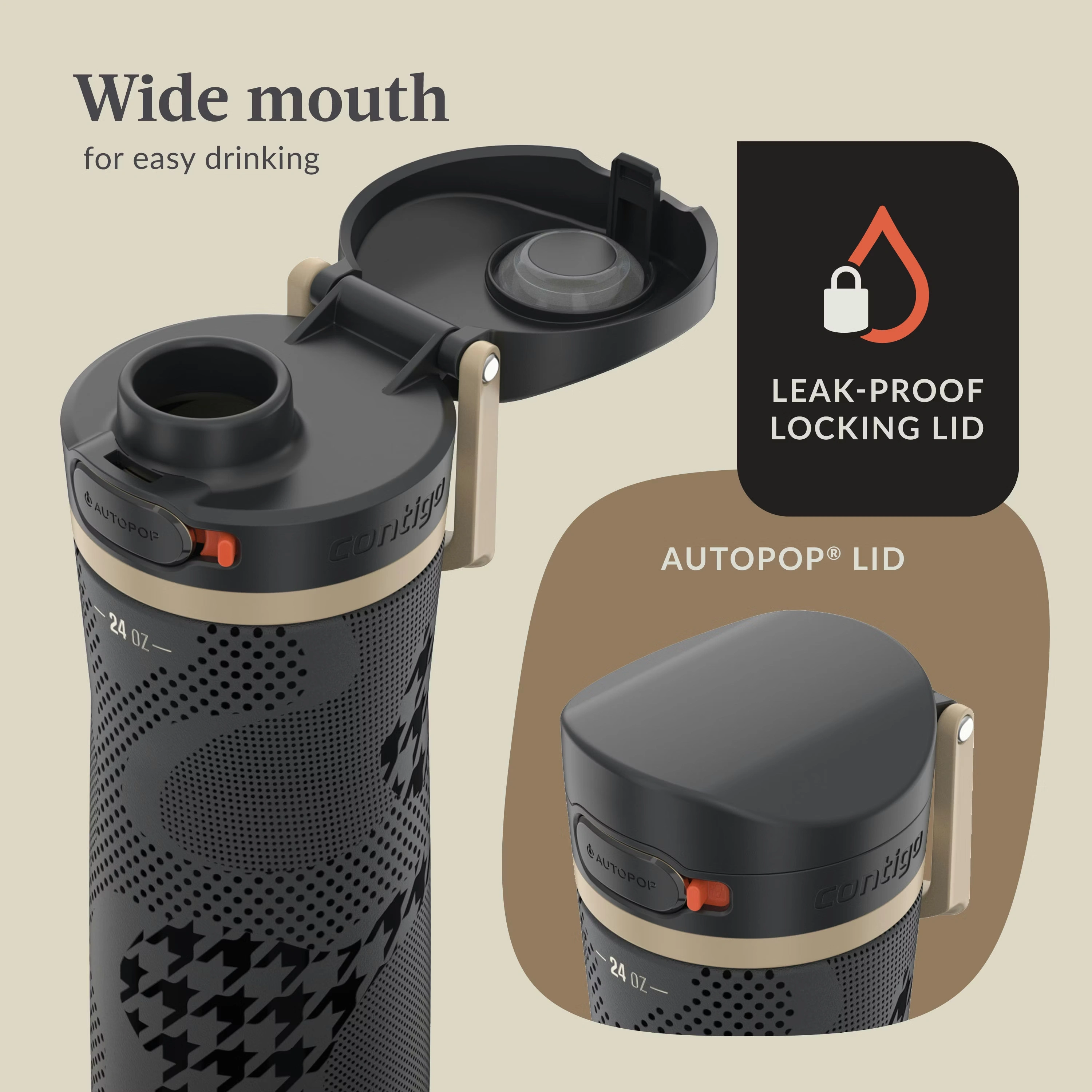 Contigo® x Ally Love Jackson Chill 2.0 Stainless Steel Water Bottle with AUTOPOP®  Lid, 24oz Licorice