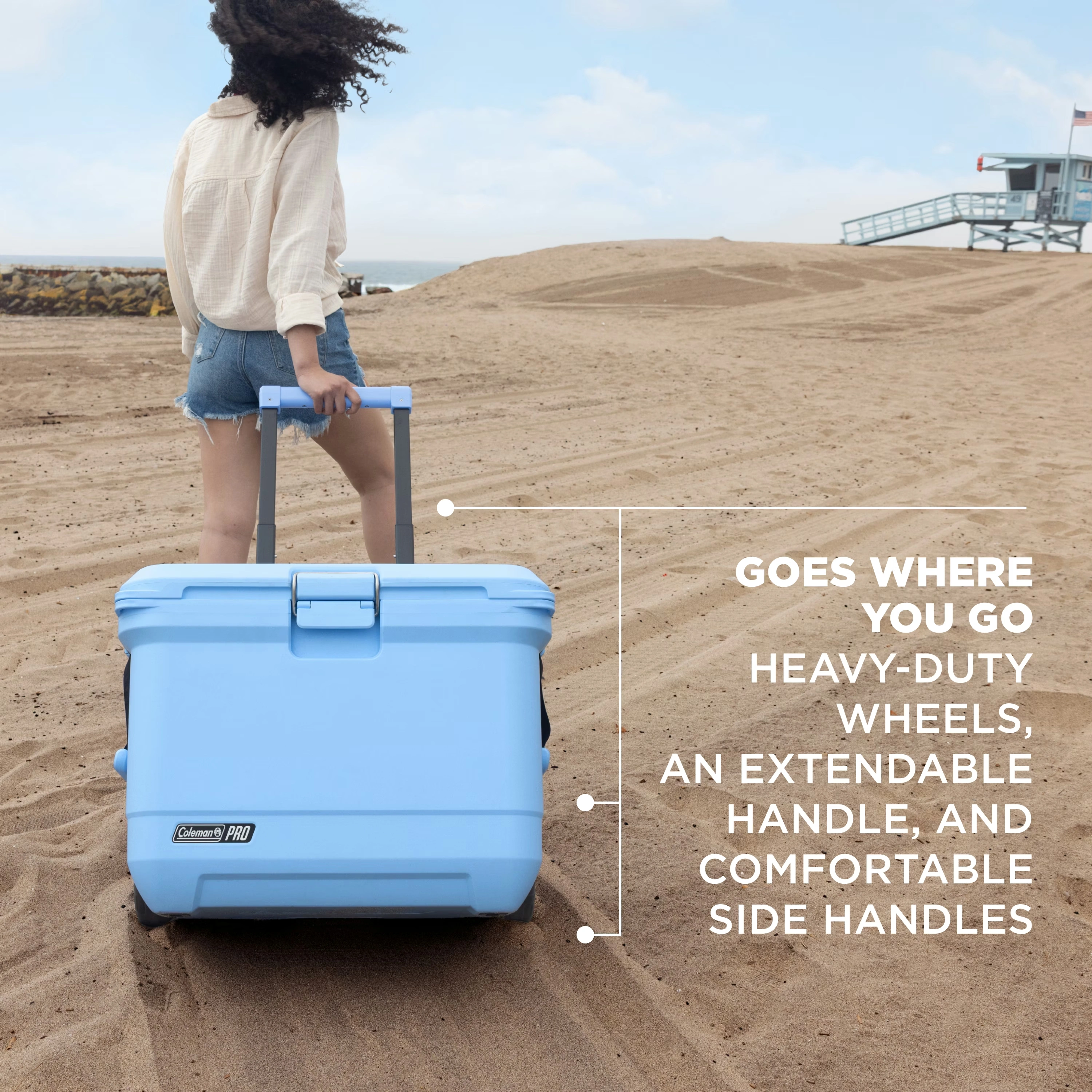 Coleman® Pro 55-Quart Wheeled Hard Cooler Blue Sky 6 Coleman® Pro 55-Quart Wheeled Hard Cooler Blue Sky