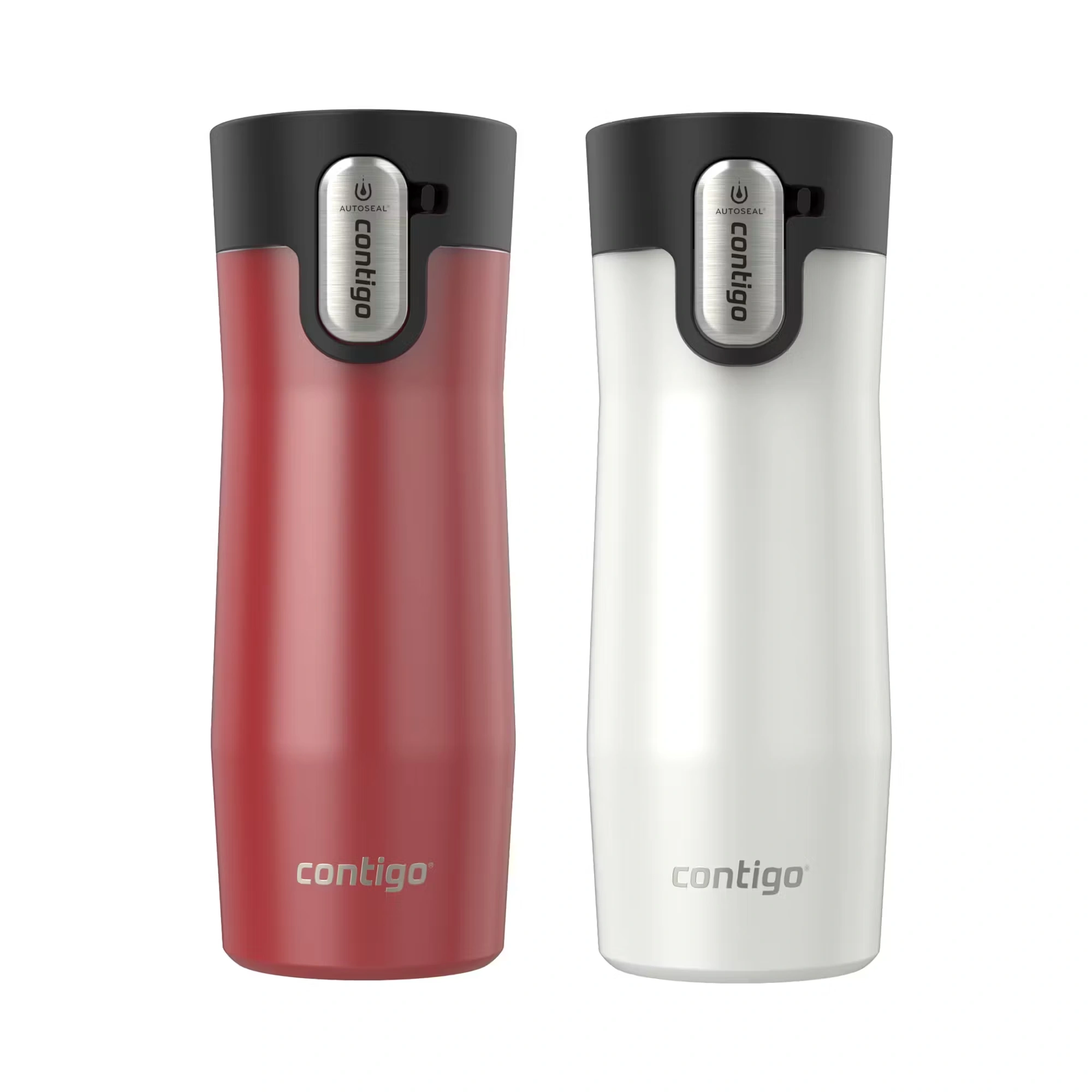 Contigo® West Loop 3.0 Stainless Steel Travel Mug with AUTOSEAL® Lid, 16oz, 2-Pack Goji Berry Pearl & Salt Frosted Pearl