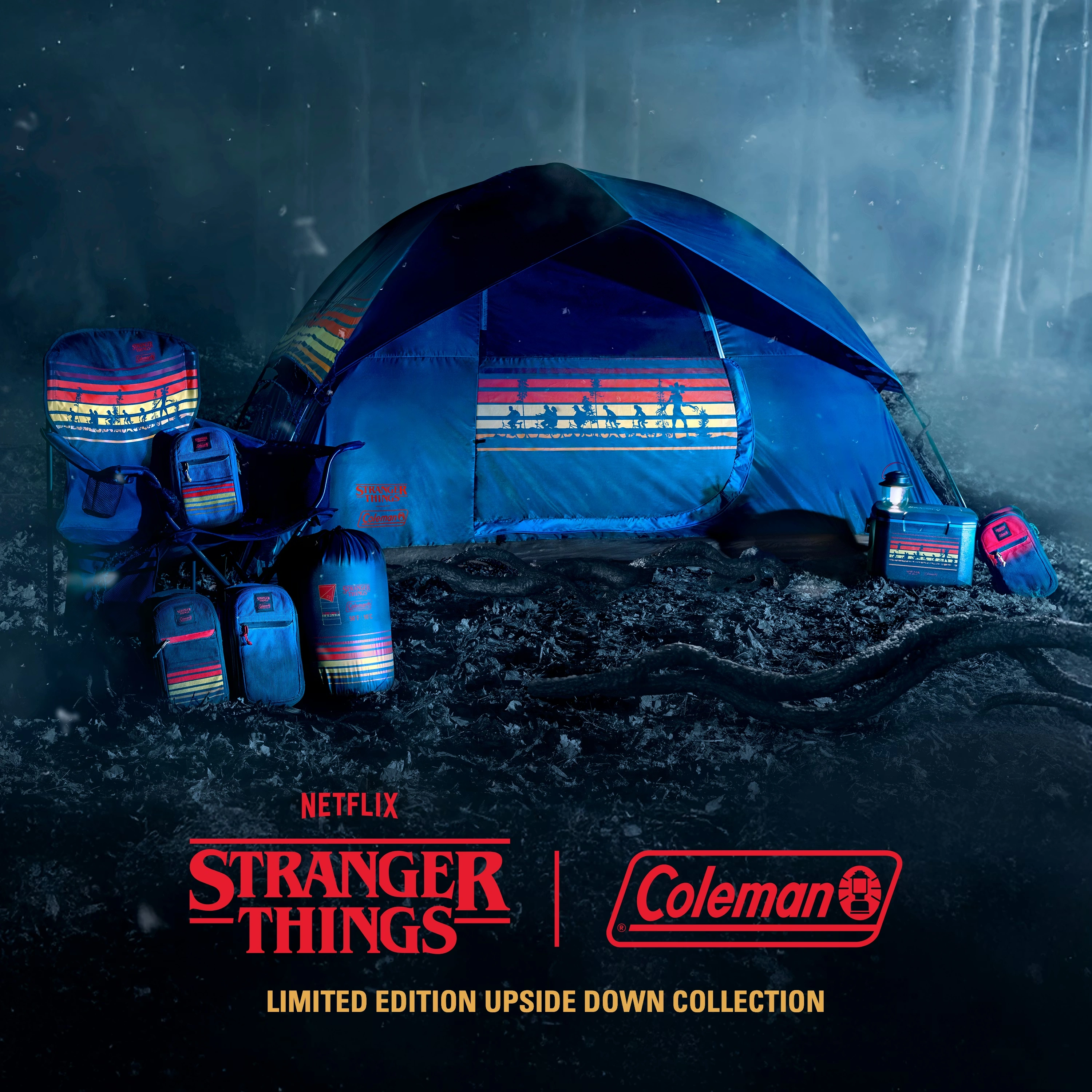 Stranger Things 6-Can Convertible Soft-Sided Cross-Body Sling Cooler Navy Stripe