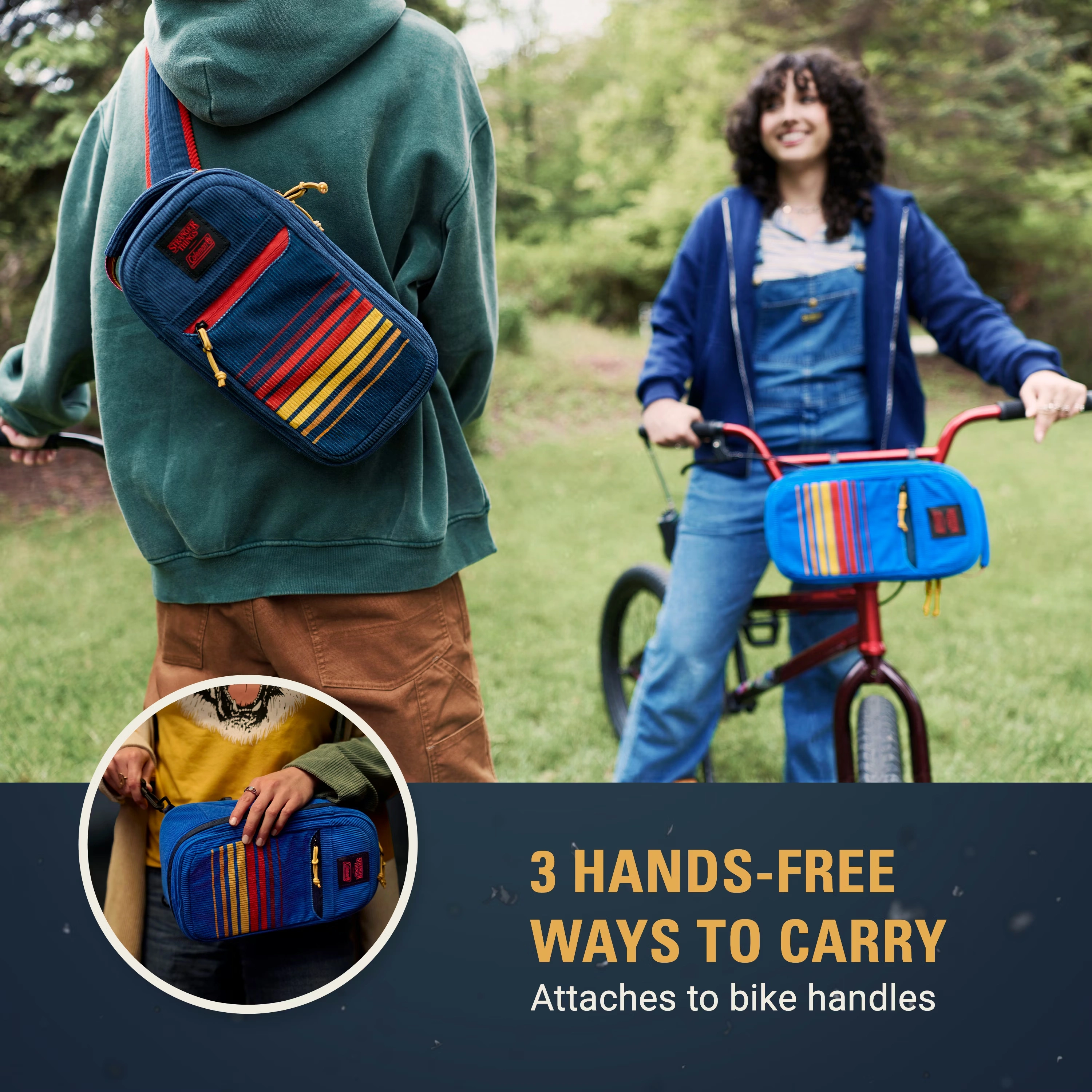 Stranger Things 6-Can Convertible Soft-Sided Cross-Body Sling Cooler Navy Stripe 4 Stranger Things 6-Can Convertible Soft-Sided Cross-Body Sling Cooler Navy Stripe