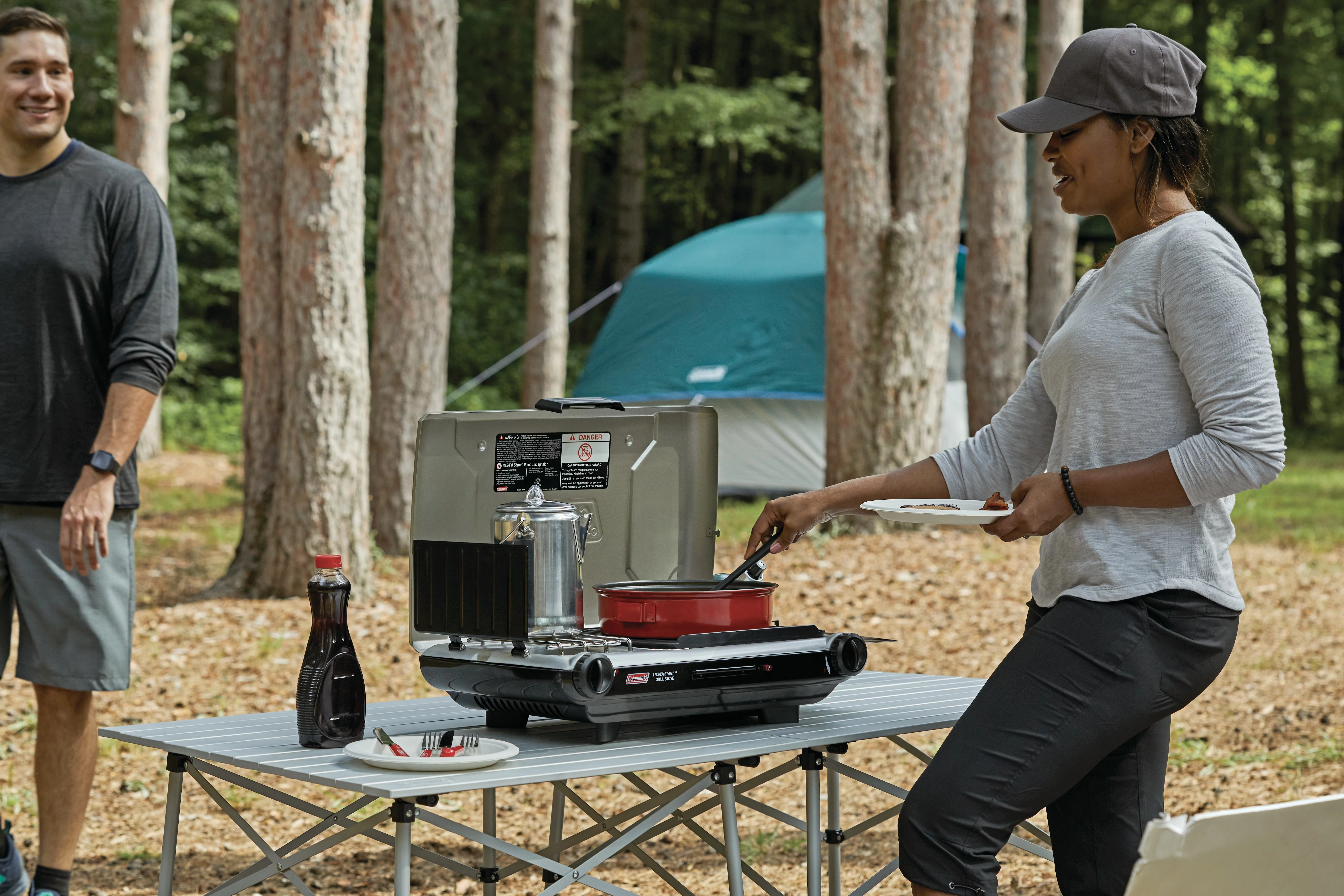 Deluxe Tabletop Propane 2-in-1 Grill/Stove, 2-Burner